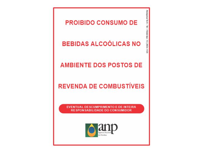 PLACA- Proibido Consumo de Bebidas Alcoólicas 